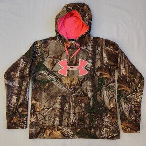 Under Armour Womens Realtree Camo Hoodie - Pink Big Logo - L